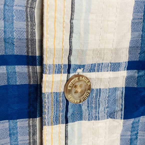 Eddie Bauer Men's Pack It Seersucker Short-Sleeve Shirt Size XL EUC - Picture 13 of 16